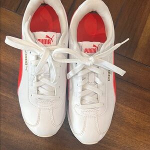 Puma White Sneakers with Pink Accents